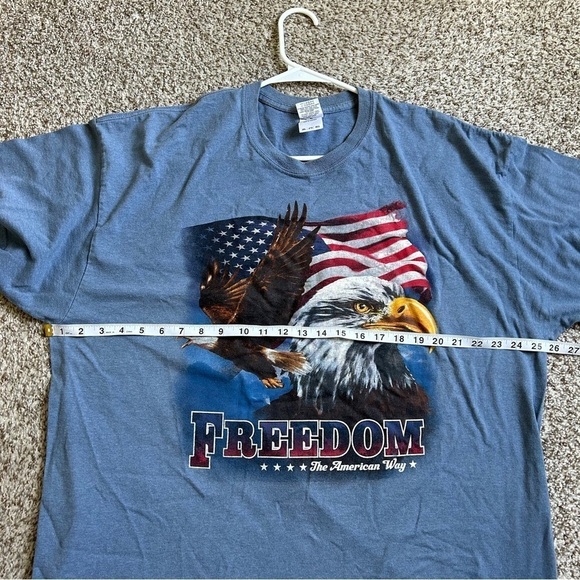 🦋 Gildan Freedom Eagle USA America Patriotic 4th of July Short Sleeve T-Shirt - Picture 6 of 7